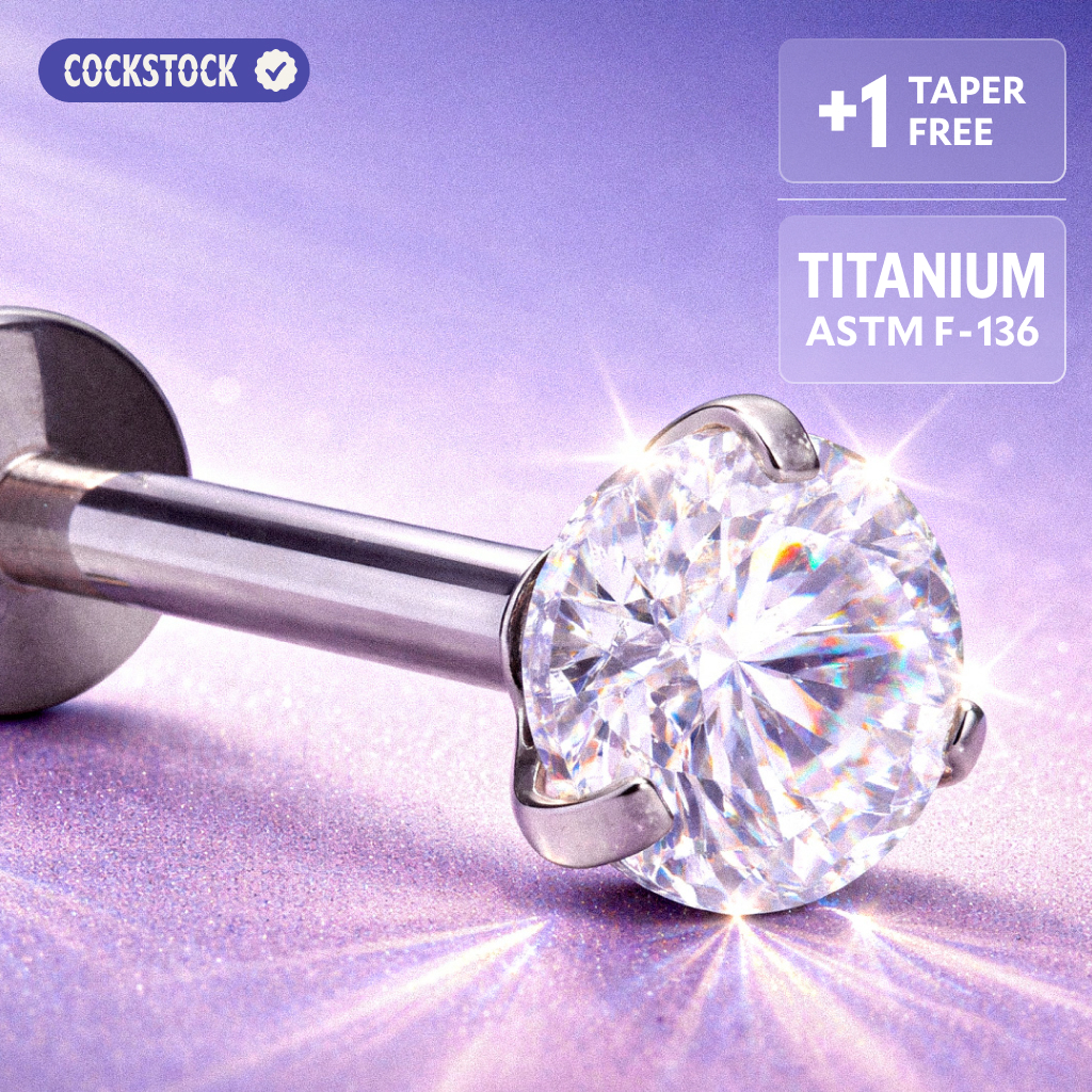 Khuyên Titan đá tròn tinh tế an toàn không kích ứng COCKSTOCK Glassy Round Diamond Titanium Earring