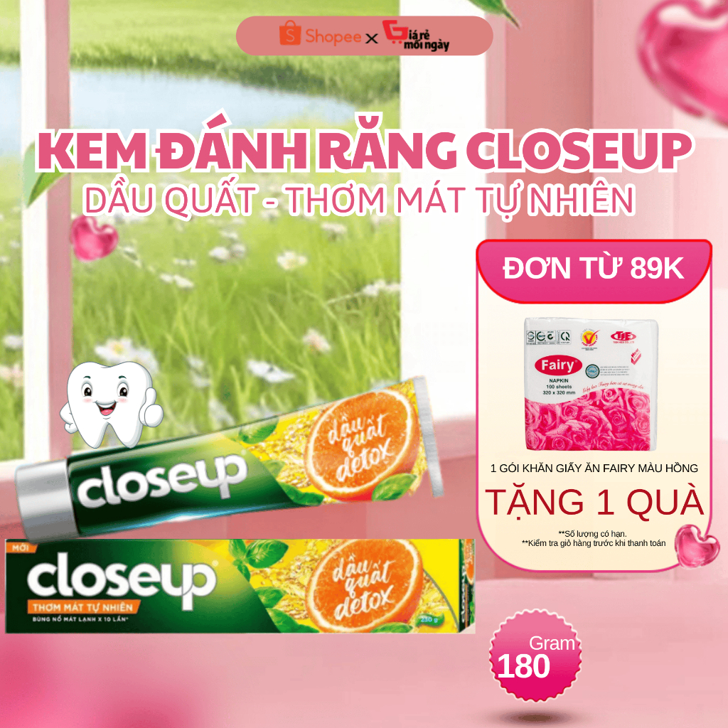 Kem Đánh Răng Closeup Dầu Quất Detox 180gr