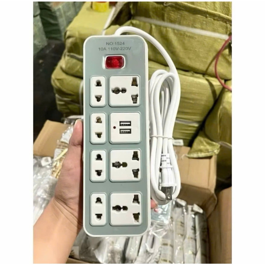 Ổ Cắm Điện Đa Năng Chống Giật 7 Cổng, 2 Cổng USB Chất Lượng Cao E06
