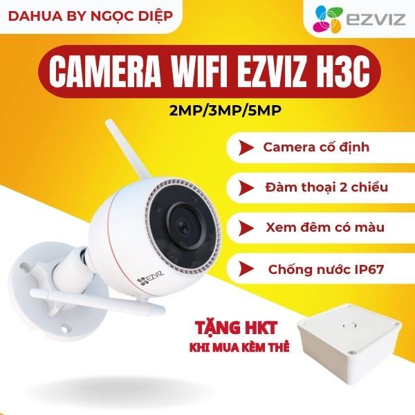 Camera Wifi Ezviz H3C 2MP/3MP/5MP, Cảnh Báo Bằng Còi Và Đèn, Phát Hiện Chuyển Động, Xem Đêm Có Màu, 