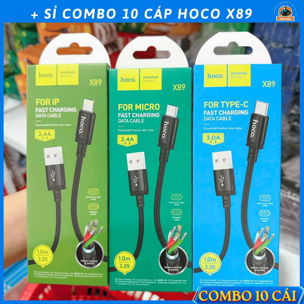 Bán Sỉ Combo 10 Cáp Hoco X89 Đủ 3 Chân