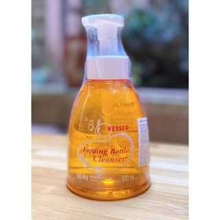 Nước rửa bình sữa Wesser rửa rau củ, dụng cụ đồ chơi cho bé an toàn dạng chai cò vòi tạo bọt tự động 500ml