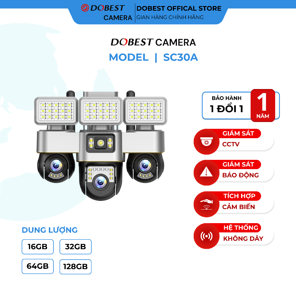 Camera 2MP, DOBEST CAMERA SC30A  -  Camera Giám Sát Trong Nhà Và Ngoài Trời, Xoay 360 Độ