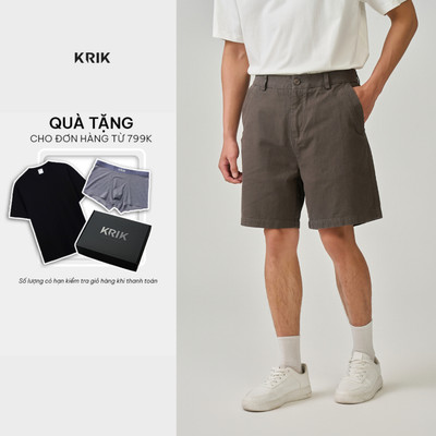 Quần Short Kaki Nam KRIK Form Classic Ống Rộng Chất Cotton Thoáng Mát Dễ Phối QS8185
