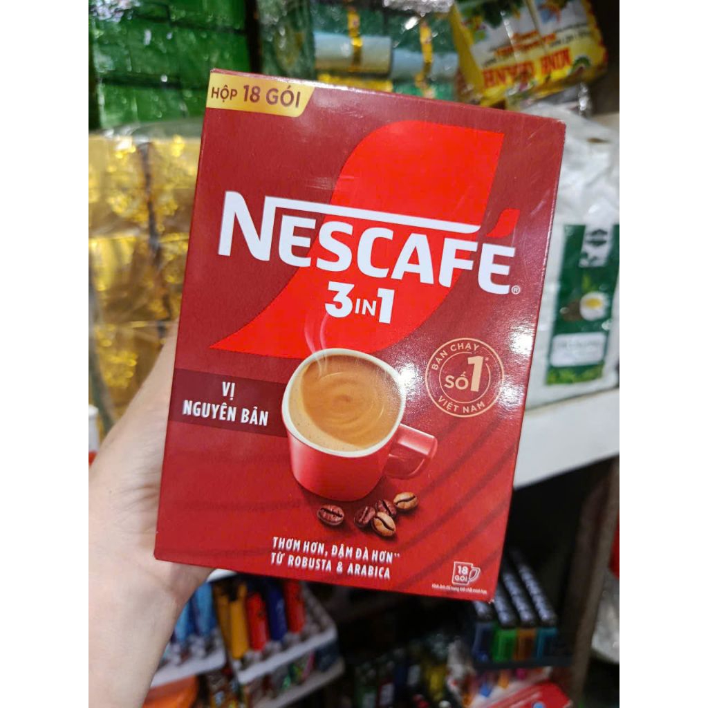 Nescafe Hòa tan 3 in 1 hộp 18gói* 16 g. hộp xanh.