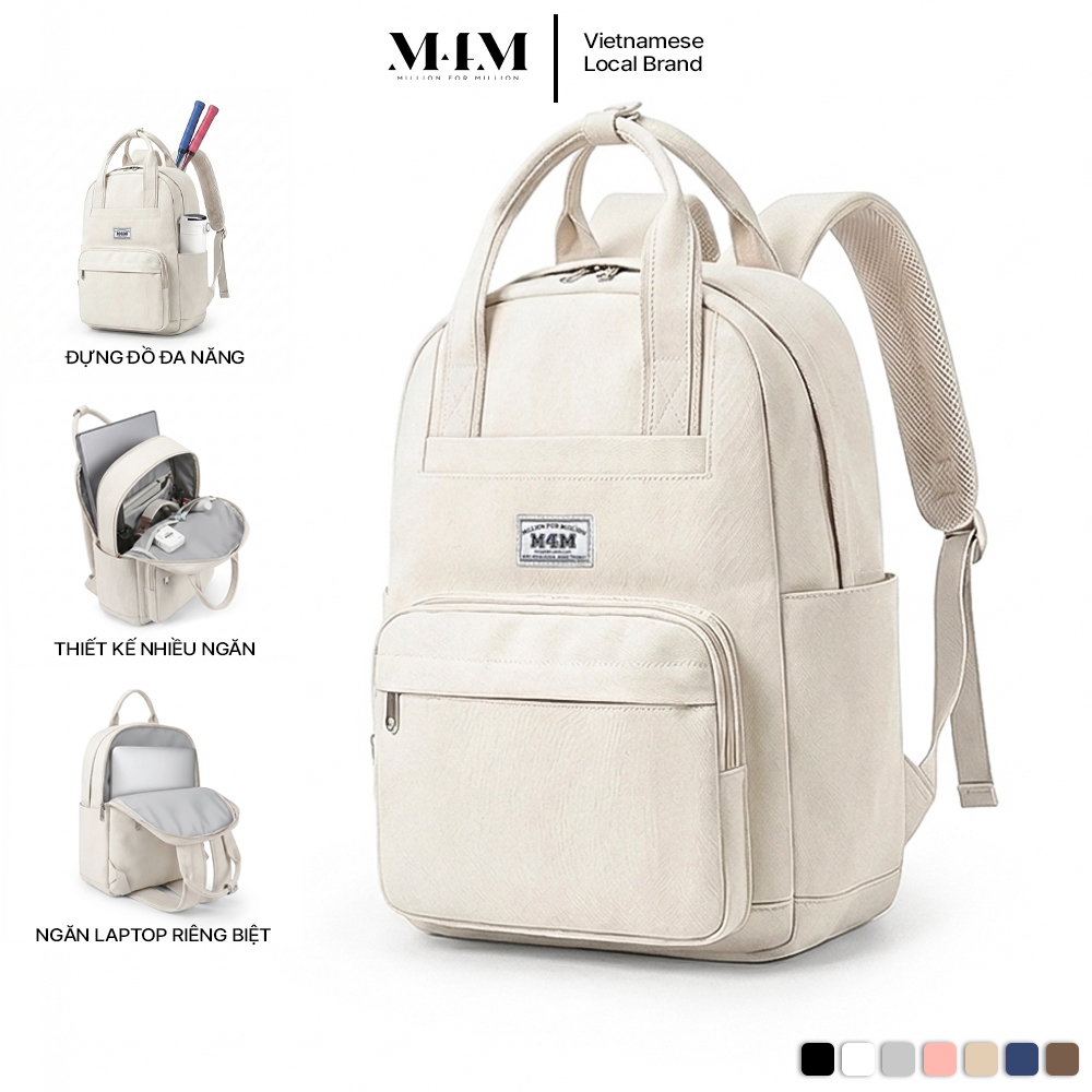 Balo đi học thời trang đựng laptop 15.6 inch M4M HARMONY Backpack BM009 Cặp nữ nam vải chống nước