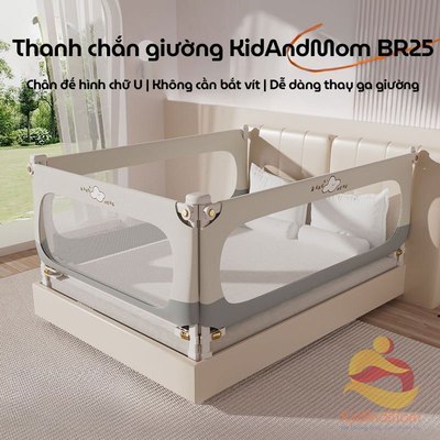 Thanh chắn giường KidAndMom BR25 cao105cm thiết kế chống kẹt chống vấp ngã nâng hạ không cần bắt vít