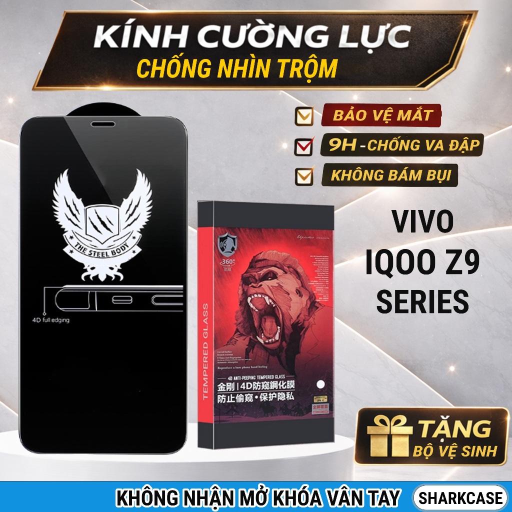 Cường lực iQoo Z9 Turbo, Z9 5G, Z9x, Z9 Lite Plus chống nhìn trộm full màn dán kính màn hình cho Vv