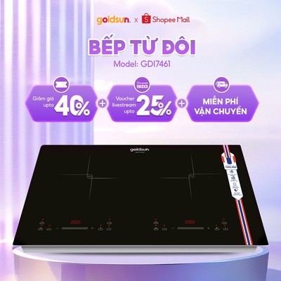 Bếp Điện Từ Đôi Goldsun GDI7461 Made in ThaiLand Công Suất 4400W Với Công Nghệ Inverter Tiết Kiệm Điện