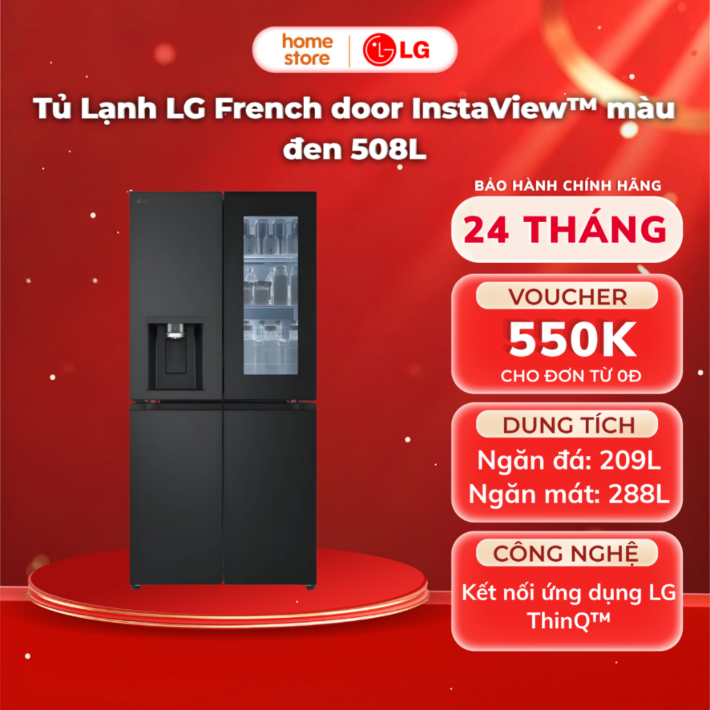 Tủ Lạnh LG French door InstaView™ màu đen 508L LFI50BLMAI