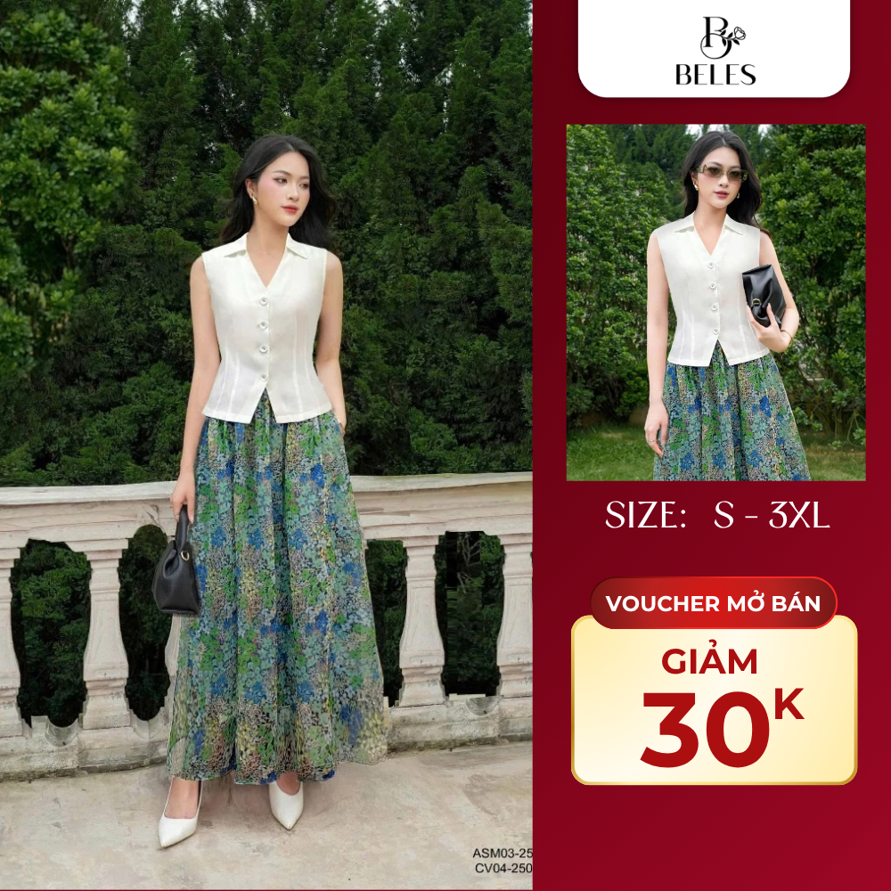 VOUCHER FOLLOW MỞ BÁN 30K - Chân Váy Nữ Dài Beles Rút Nhún Hoa Nhí Chất Tơ Mềm Dịu Dàng Thanh Lịch C