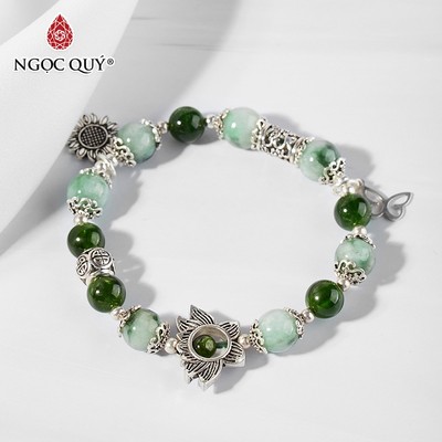 Vòng tay đá Cẩm thạch tự nhiên phối charm - Mẫu VC0912 - Ngọc Quý