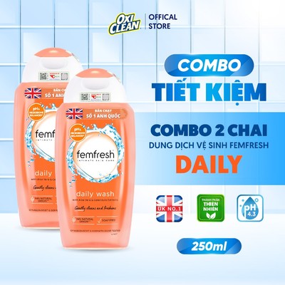 Combo 2 Dung Dịch Vệ Sinh Phụ Nữ Femfresh Daily Intimate Wash Giúp Cô Bé Sạch Thơm Tươi Mới pH 4.3