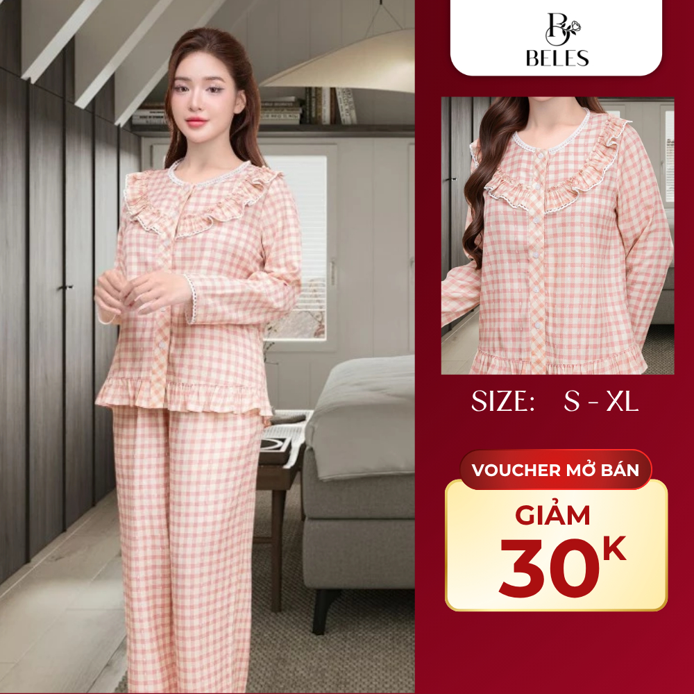 VOUCHER FOLLOW MỞ BÁN 30K - Set Bộ Mặc Nhà Beles Kẻ Xinh Xắn Mềm Mát Thoải Mái Dễ Chịu Tôn Dáng B01-