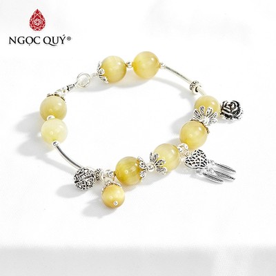Vòng tay đá Thạch anh mắt hổ tự nhiên phối charm - Mẫu VC0204 - Ngọc Quý