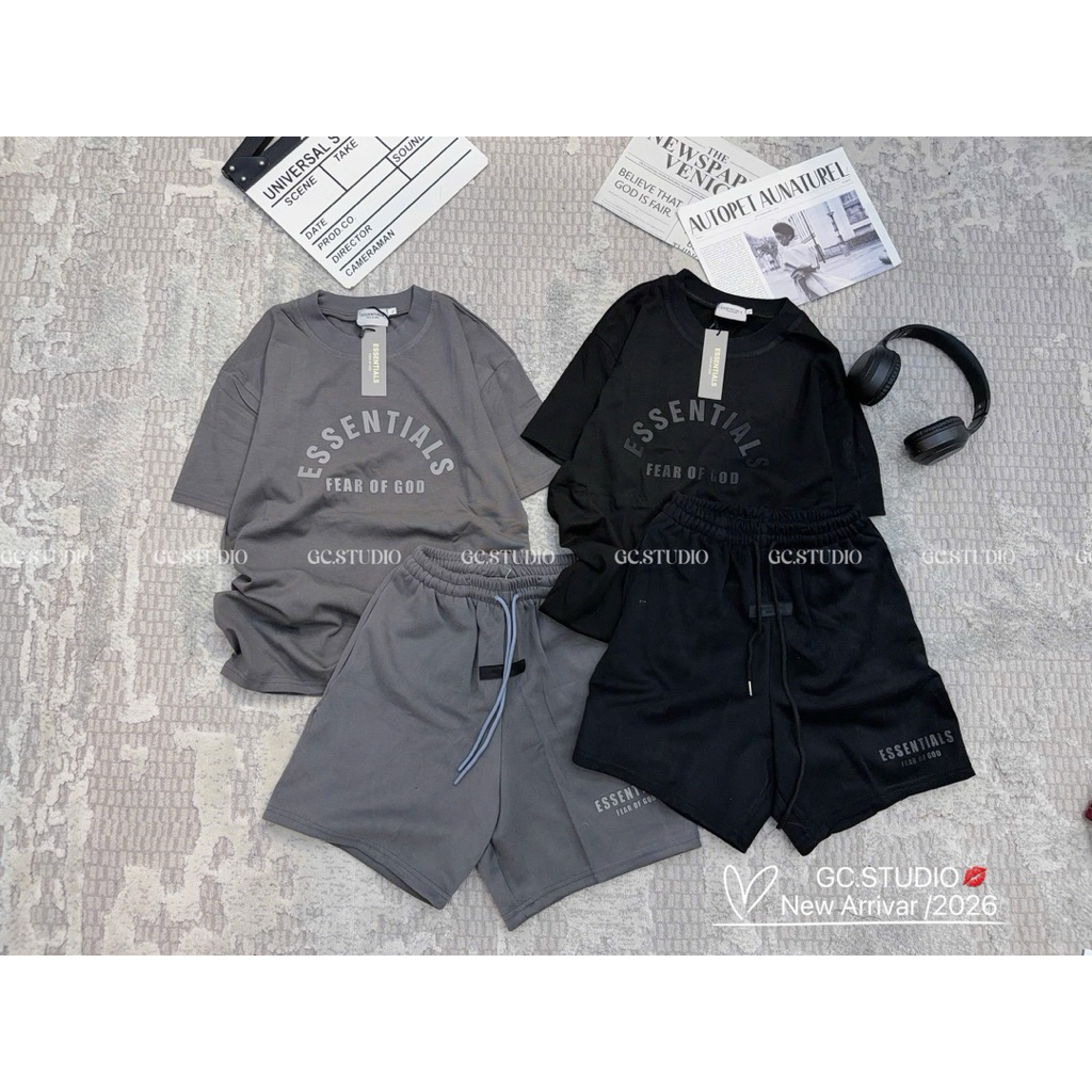 bộ thể thao nam chữ essentials from dáng trẻ trung năng động