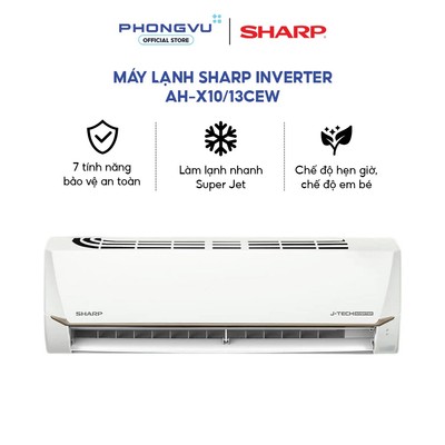 Máy lạnh Sharp Inverter 1 HP AH-X10CEW - Gió Coanda - Dưới 15m² - Bảo hành 24th