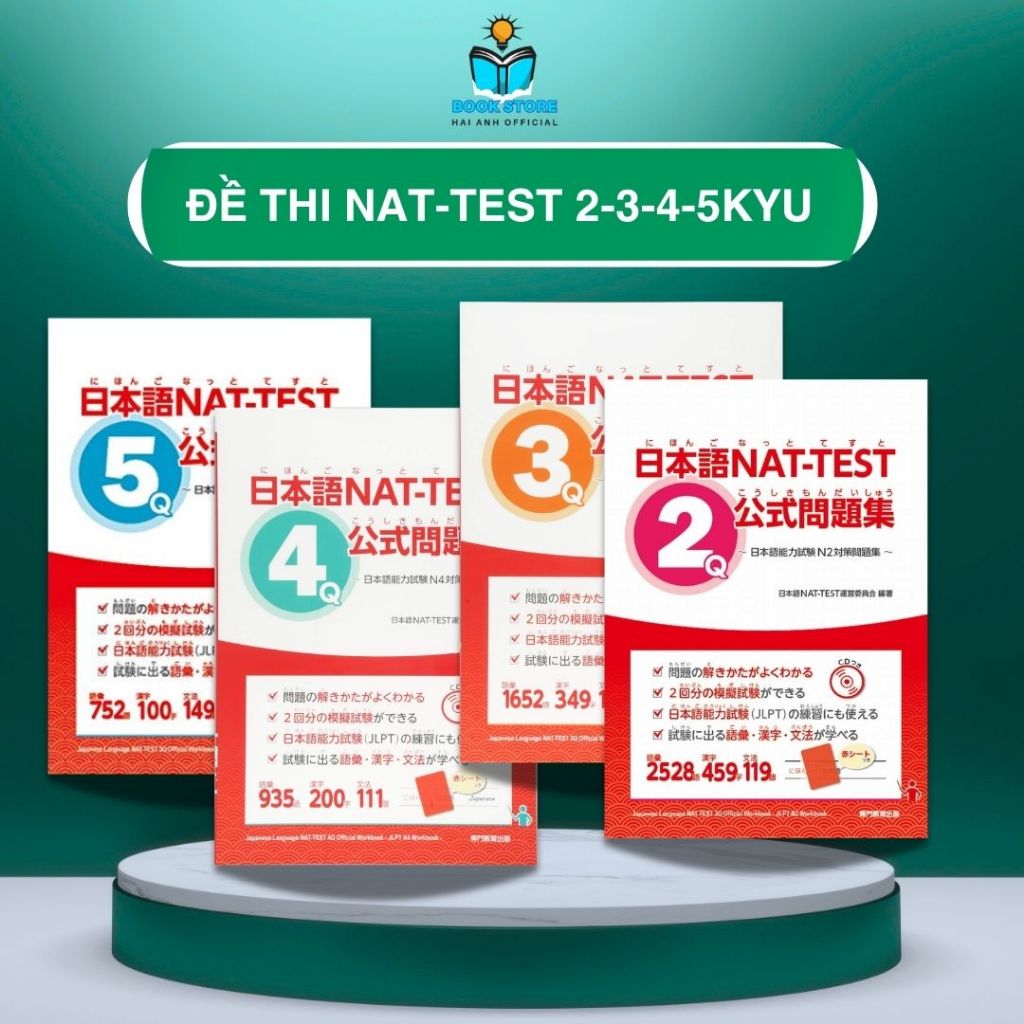 Sách tiếng Nhật - Đề thi Nat-test 2kyu 3kyu 4kyu 5kyu (Năng lực tiếng Nhật)