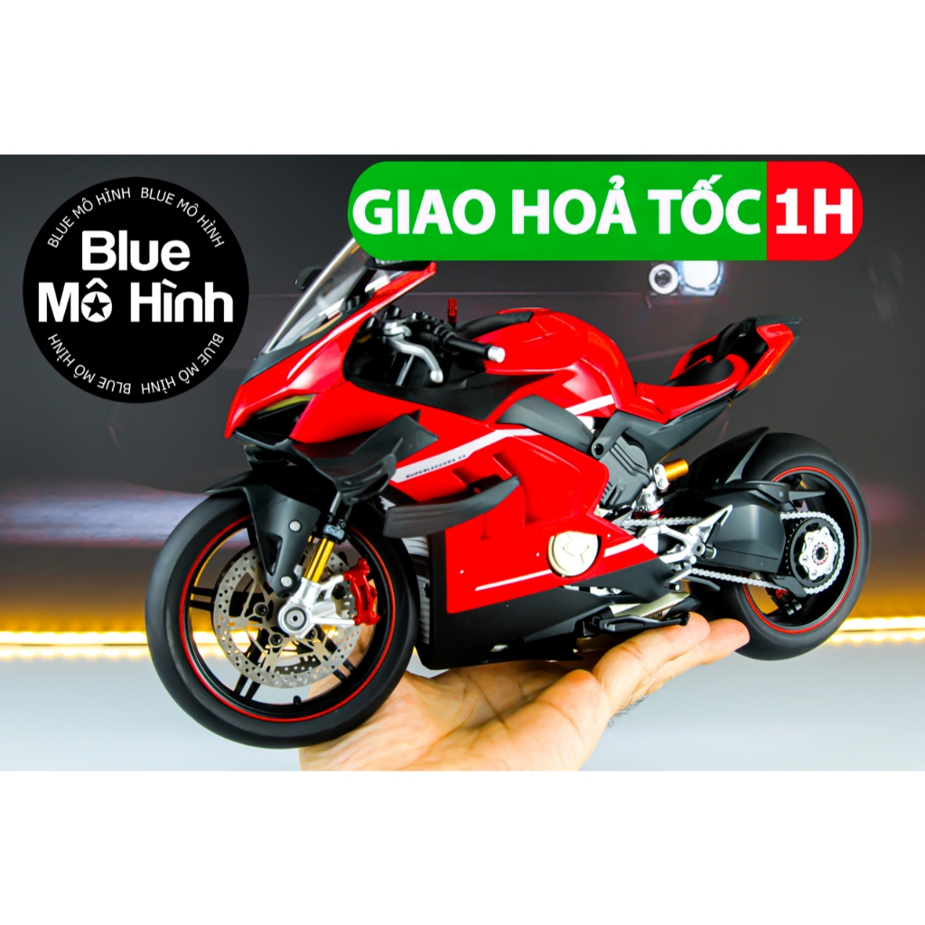 Mô hình xe mô tô Ducati Panigale V4 Carbon 1/7 bằng hợp kim | Đề nổ - Vặn ga - Phun khói