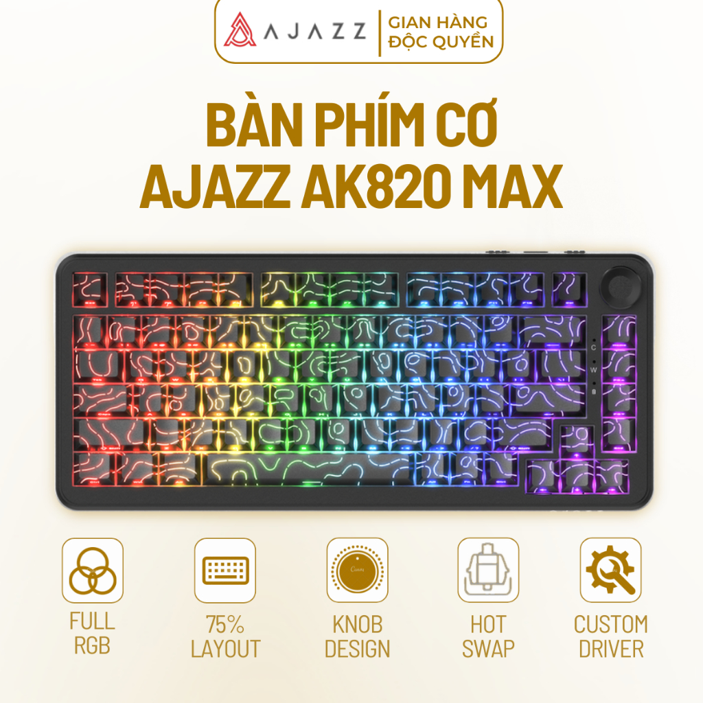 Bàn Phím Cơ Gaming AJAZZ AK820 Max có dây Magnetic Switch Plate FR4 Led RGB Cao Cấp