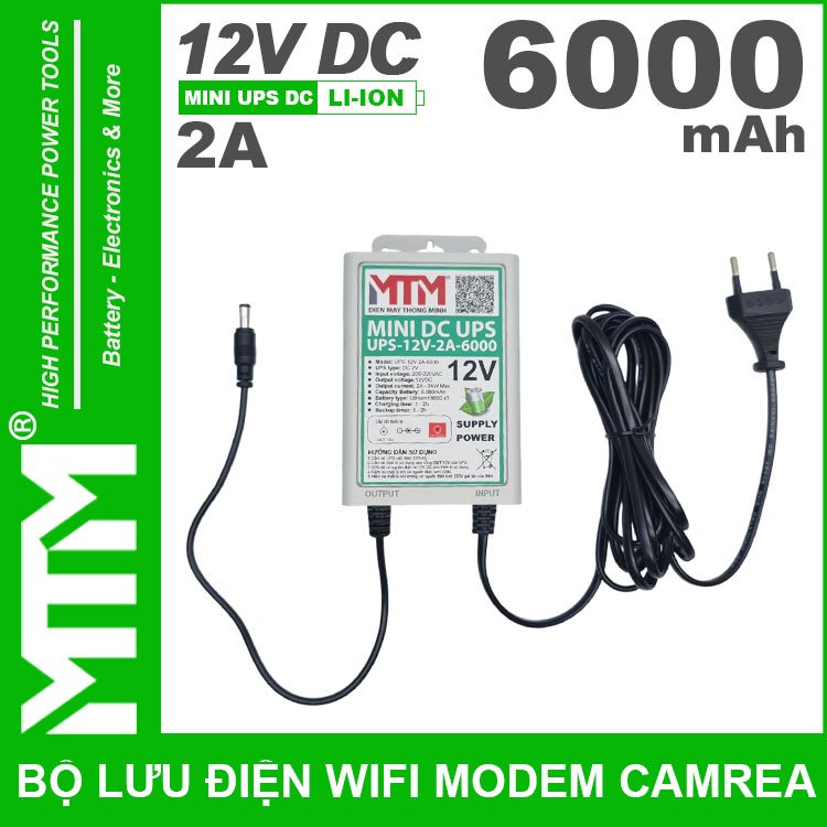 Bộ lưu điện wifi modem camera khóa cửa từ 12V 6000mAh 2A MTM – Mini UPS DC