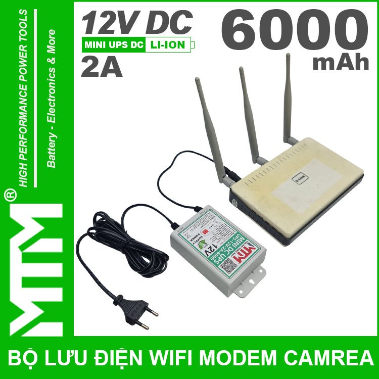 Bộ Lưu Điện Wifi Modem Camera 12V 60000mAh 2A MTM - Mini UPS DC Power Supply