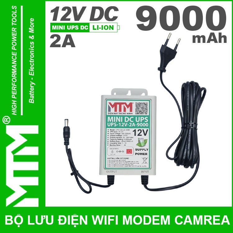 Bộ lưu điện wifi modem camera khóa cửa từ 12V 9000mAh 2A MTM – Mini UPS DC