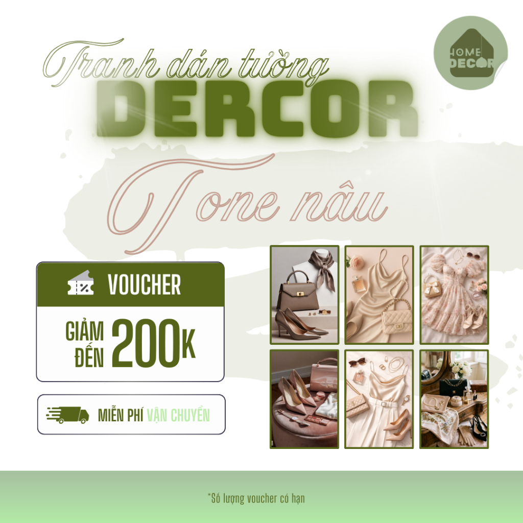 Tranh trang trí chủ đề STYLE dán tường Atwork Đèn Decor tone NÂU cute hiện đại trang trí phòng