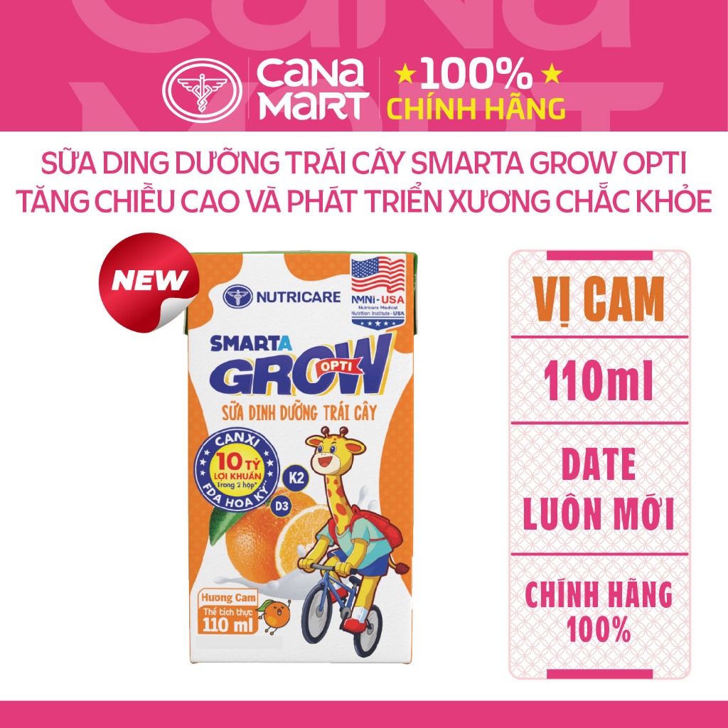 Sữa dinh dưỡng trái cây Nutricare Smarta Grow dinh dưỡng cho trẻ thấp còi
