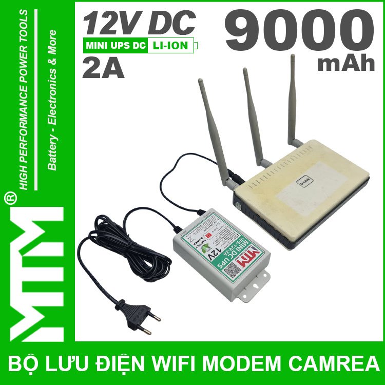 Bộ Lưu Điện Wifi Modem Camera 12V 9000mAh 2A MTM - Mini UPS DC Power Supply
