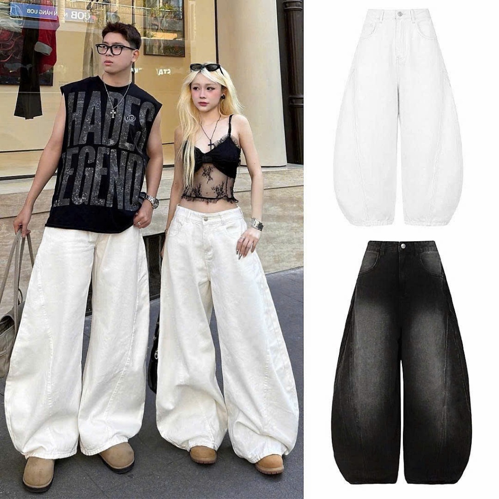 Quần Jeans Dài Ống Bí PREMIUM NQ30FORUM Form Rộng Wash Tôn Dáng Nam Nữ Unisex | BigBuy360 - bigbuy360.vn