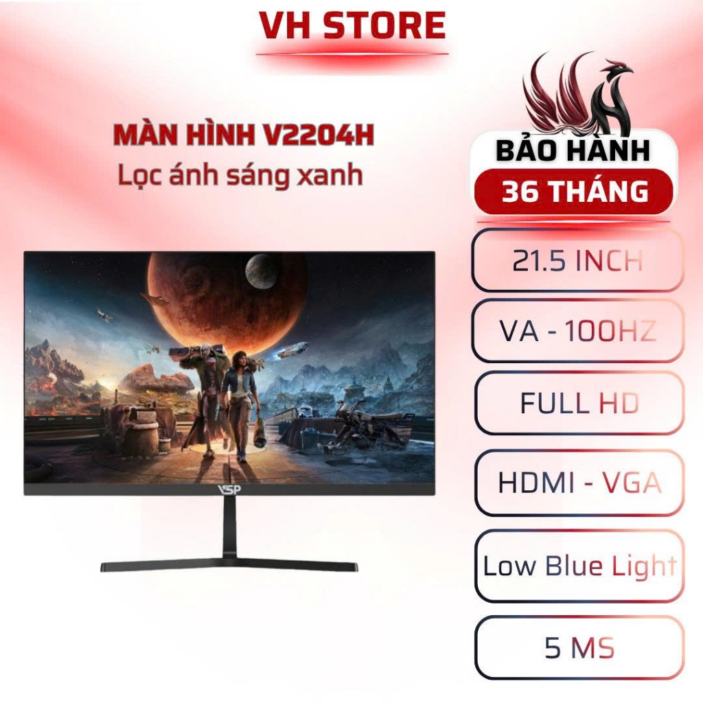Màn Hình VSP V2204H (21.5 inch / VA / Full HD / 75Hz–100Hz / 4-5ms / HDMI + VGA) l VH STORE