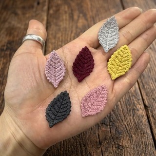 *SET 5 CÁI - Lá len nhí cỡ nhỏ dùng làm hoa trang trí may mặc ; hoa cài áo, hoa phụ liệu may mặc, phụ kiện tóc