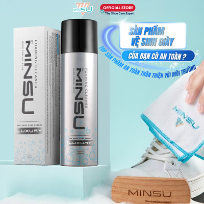 Chai Xịt Vệ Sinh Giày MINSU LUXURY Bọt Tuyết NANO M5955 Giặt Khô Siêu Tốc Bảo Vệ Giày Khỏi Bị Ố Vàng, Phai Màu