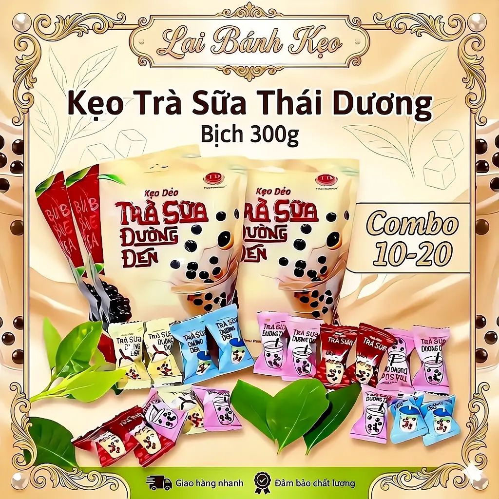 [Sỉ 1Thùng & 10 Bịch] Kẹo Trà Sữa Thái Dương - Bịch 300g(60-65 viên) (Thùng 20 bịch)