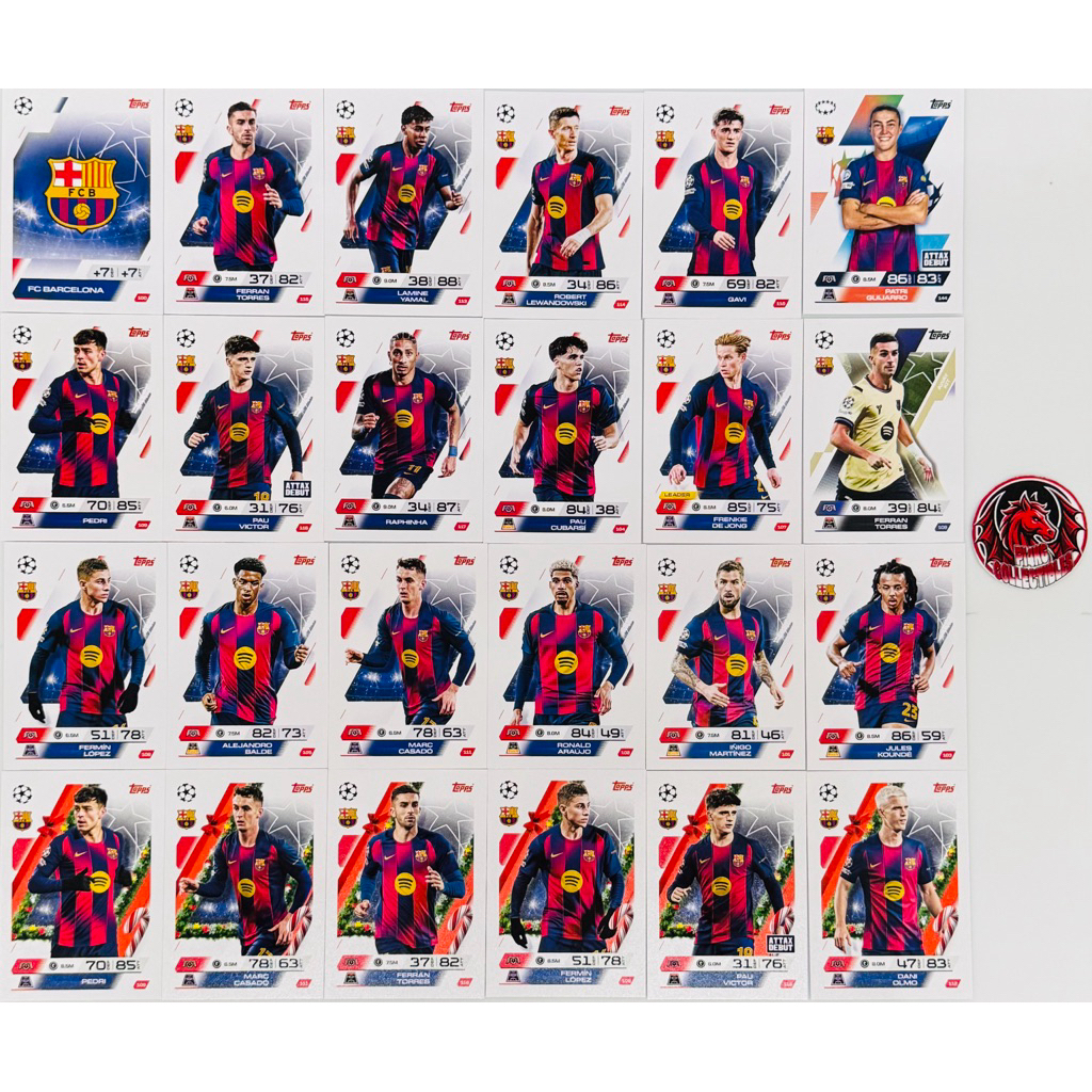 [CLUB] Thẻ cầu thủ FC Barcelona Topps Match Attax 2025/26 (Tặng thẻ ngẫu nhiên + sleeves)
