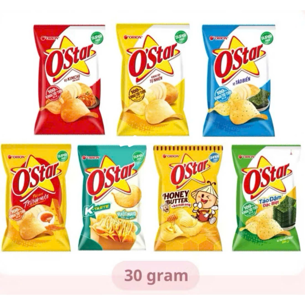 Combo Gói Snack Khoai Tây OStar Orion Đầy Đủ Các Vị 30Gr