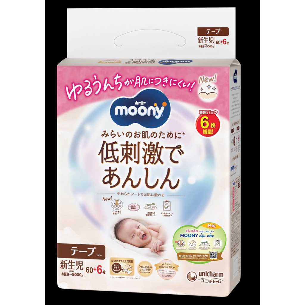 Bỉm Moony Dịu Nhẹ, Moony trắng, Moony Natural. Bỉm dán, bỉm quần siêu cao cấp cho Bé