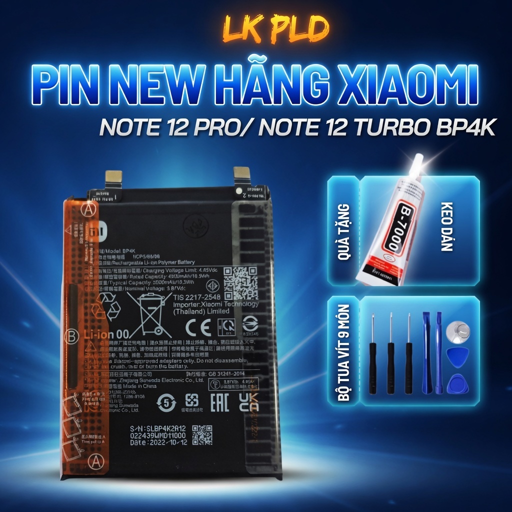 Pin Redmi Note 12 Pro Zin hãng và Zhicool, Mã Pin BP4K, Tặng kèm bộ mở máy và keo dán