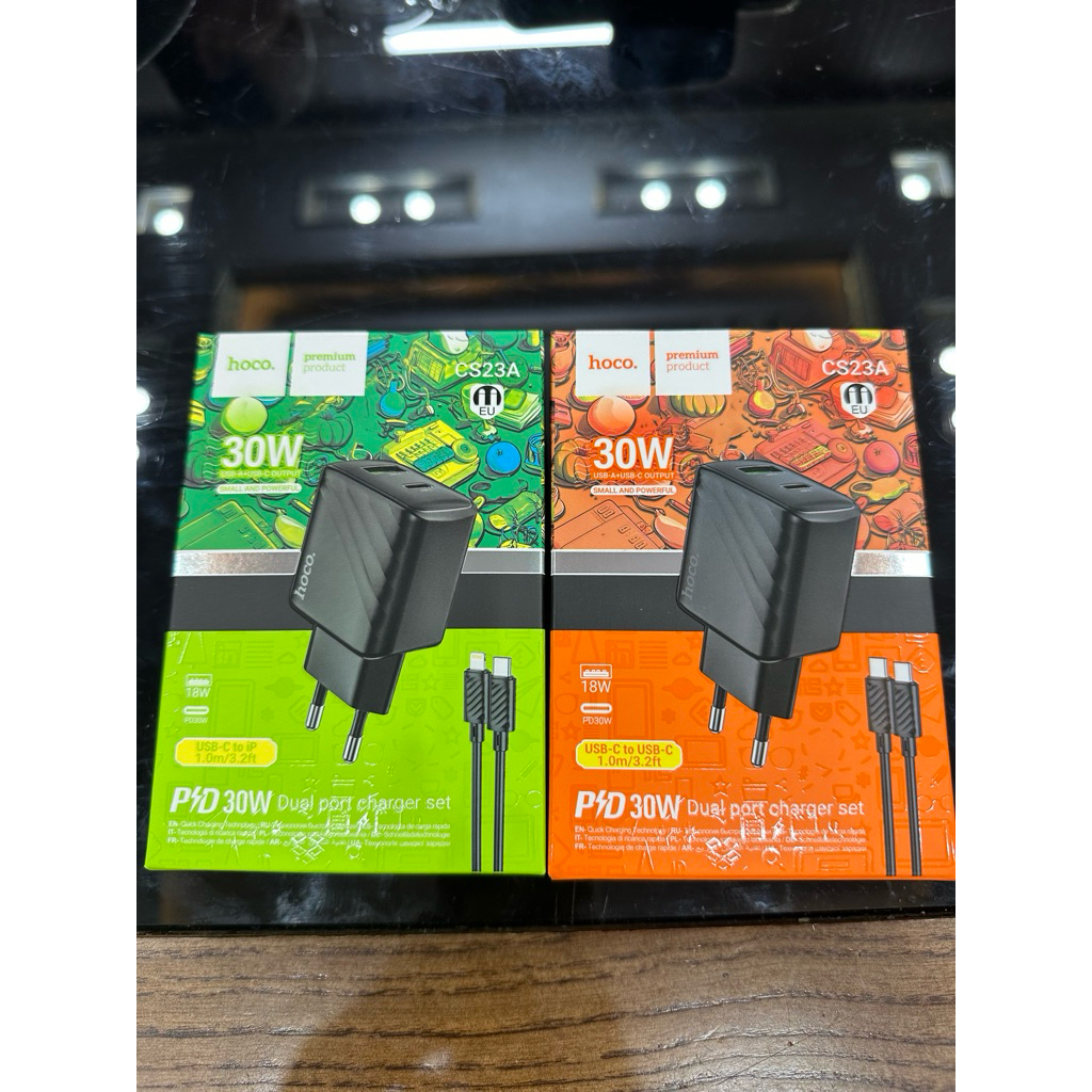 Bộ sạc nhanh PD30W hoco CS23A, 2 cổng sạc USB-A(18W) và type C (PD30W) sạc 30 phút được 50% pin Phụ 