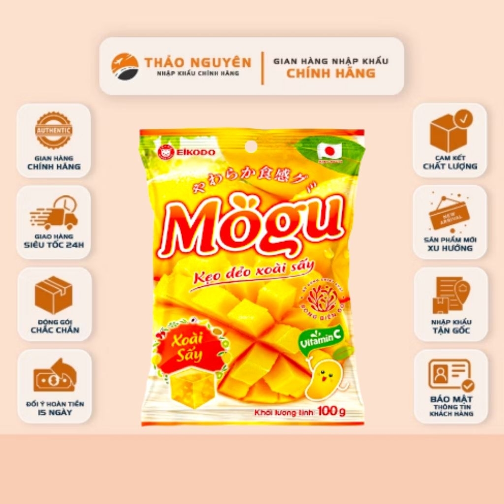 Kẹo Dẻo Mogu Xoài Sấy 100g – Hương Vị Xoài Sấy Tự Nhiên, Dẻo Mềm – Eikodo Việt Nam