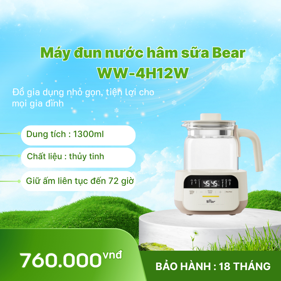 Máy hâm sữa Bear WW-4H12W 1.3L – Máy đun nước pha sữa đa năng