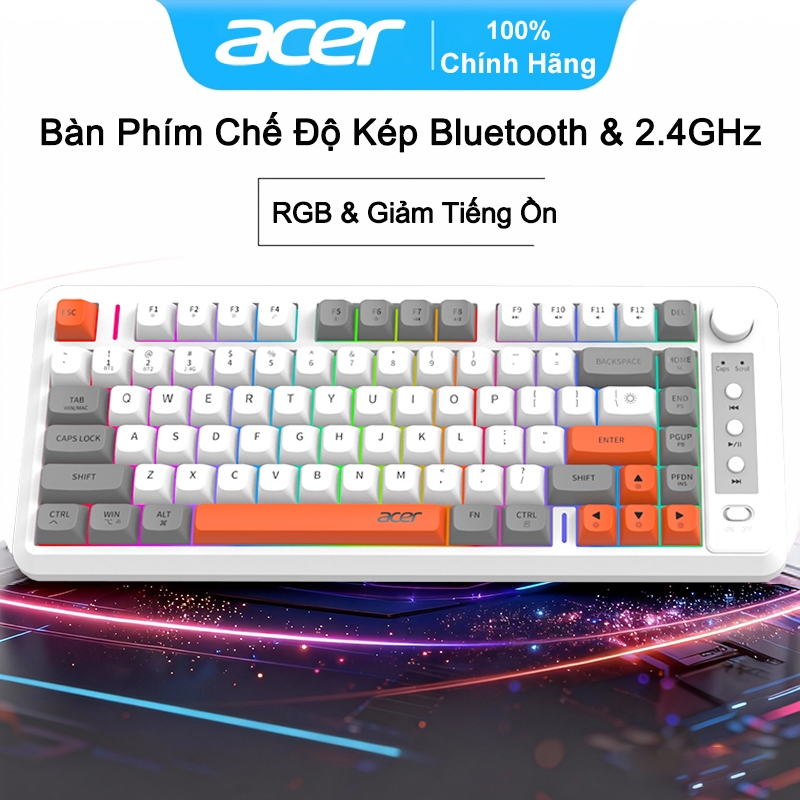 Bàn Phím Gaming Không Dây Acer OKR248 | Chế Độ Kép Bluetooth & 2.4GHz | 81 Phím | Cảm Giác Cơ | RGB | BigBuy360 - bigbuy360.vn