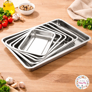 Mâm/ Khay Chữ Nhật Inox Đủ Size - Loại Cạn & Sâu - Gia Dụng Tường Mỹ