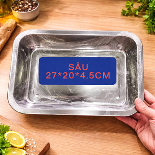 Mâm/ Khay Chữ Nhật Inox Đủ Size - Loại Cạn & Sâu - Gia Dụng Tường Mỹ