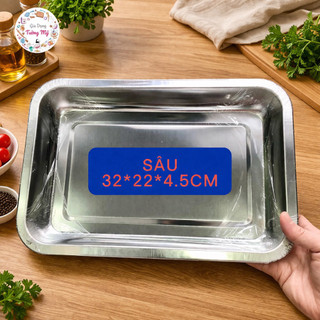 Mâm/ Khay Chữ Nhật Inox Đủ Size - Loại Cạn & Sâu - Gia Dụng Tường Mỹ