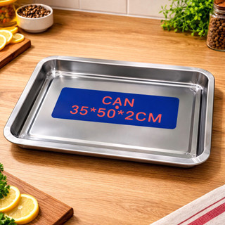 Mâm/ Khay Chữ Nhật Inox Đủ Size - Loại Cạn & Sâu - Gia Dụng Tường Mỹ