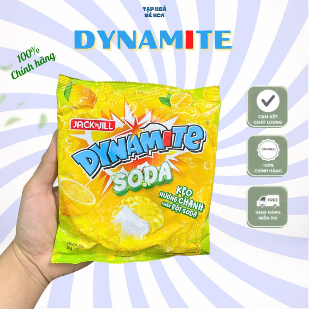 [1 Gói]_Kẹo DYNAMITE Hương Chanh Nhân Bột Soda 96g