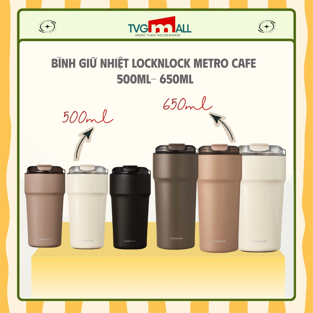 Ly Giữ Nhiệt LnL Metro Cafe Phủ Sứ Chính Hãng 500ml - LHC4357