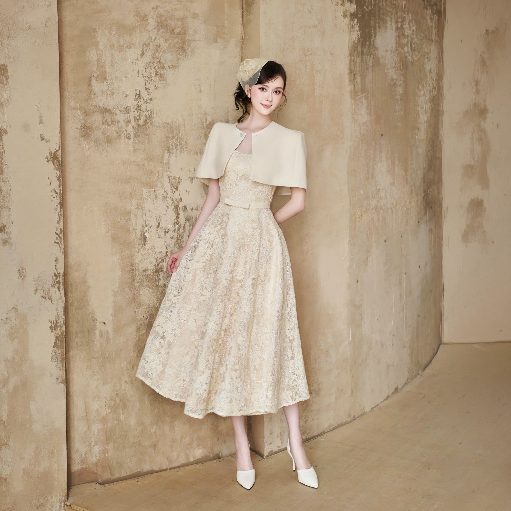 Diari Dress | Váy ren nữ dài kèm áo choáng thiết kế cao cấp H.I.U Fashion | đầm dáng dài midi sang trọng HIU design | BigBuy360 - bigbuy360.vn